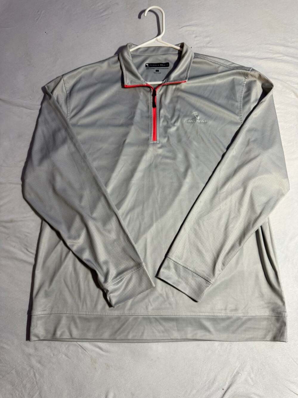 Pebble Beach Dry-Luxe Performance Quarter-Zip Pullover Gray Check Size Large